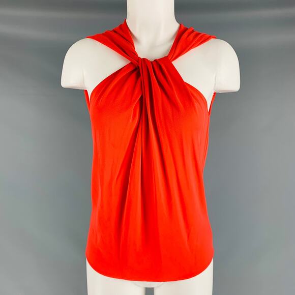 LANVIN Size 4 Orange Coral Viscose Polyamide Sleeveless Casual Top - Picture 1 of 6